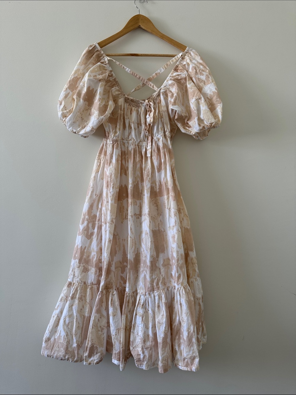 Cleobella Organic Cotton Puff Sleeve Midi Dress Cottagecore Size M Pockets - Picture 6 of 10
